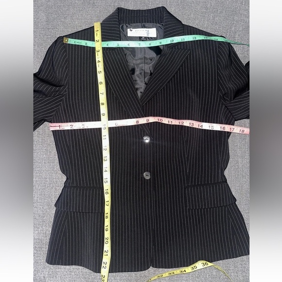 Tahari Arthur Levine Stripe Casual Black Blazer Jacket Career Women's Sz 4 Petit - Picture 8 of 9